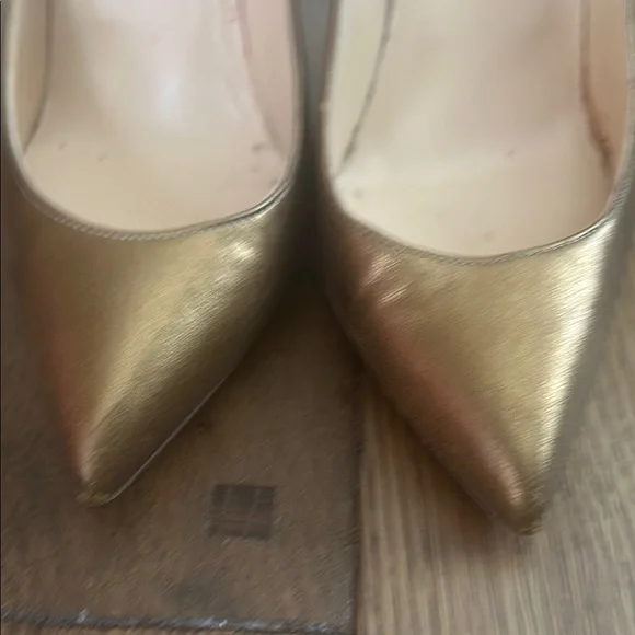 Christian Louboutin Gold Pointed Toe Heels